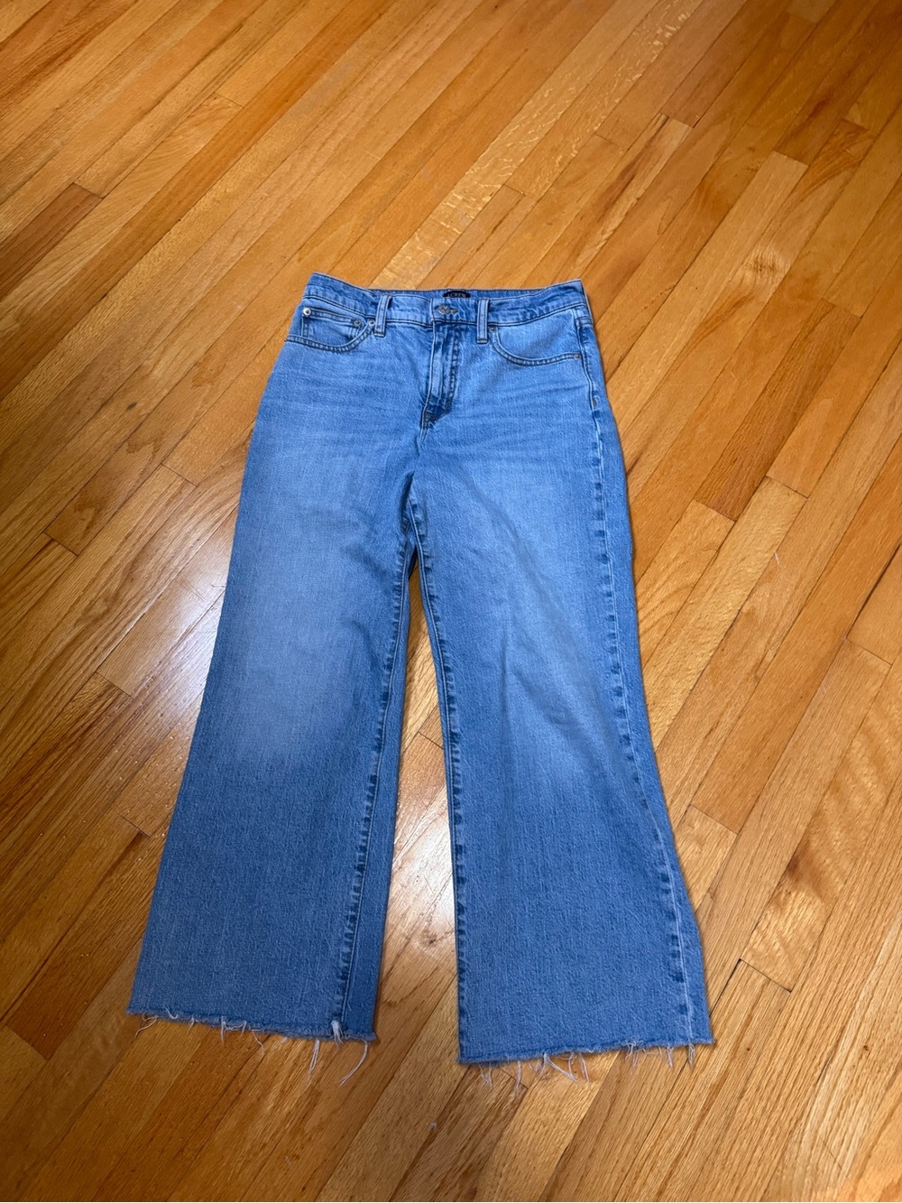 J. Crew Light Blue Wide-Leg Raw Hem Jeans